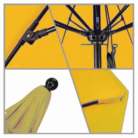 California Umbrella 11' Black Aluminum Market Patio Umbrella, Olefin Lemon 194061333631